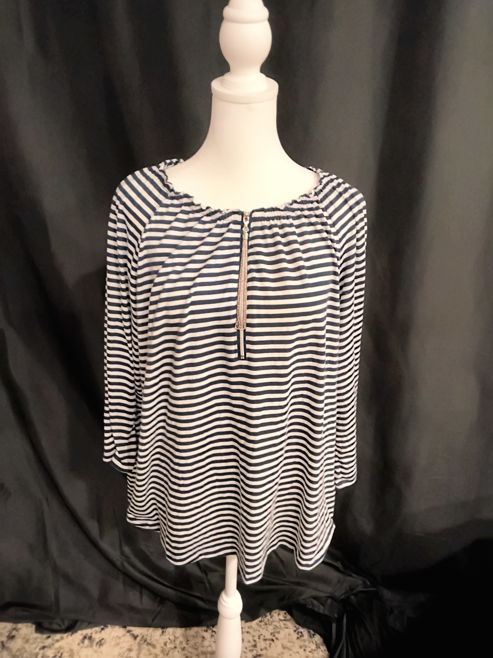 Zac & Rachel Navy and White Striped Peasant Tunic